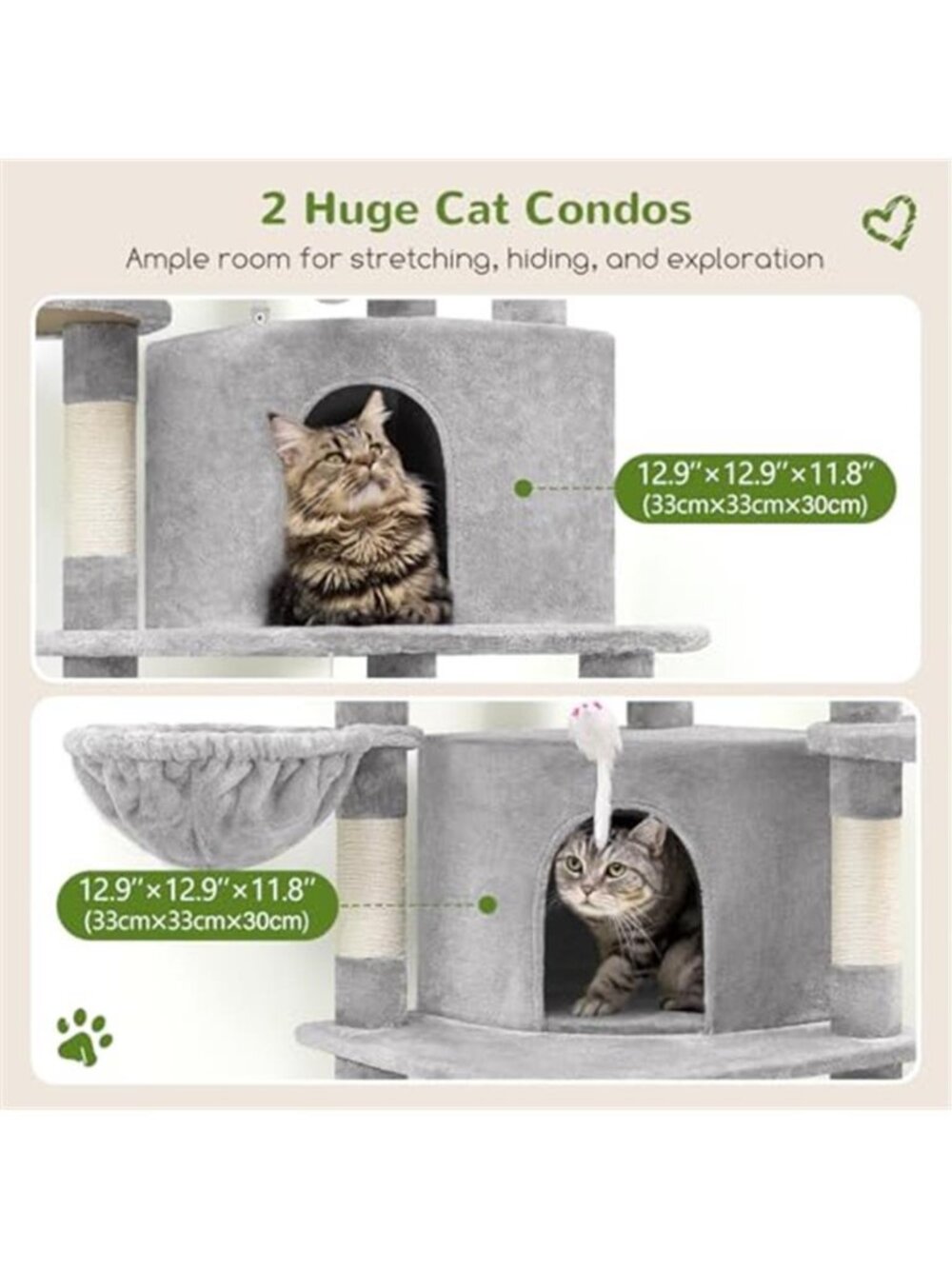 66inch Cat Tree Tall Curved Series Large Cat Tower - Picture 4 of 6